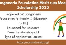 Sanganeria Foundation Merit cum Means Scholarship 2023: Apply Online
